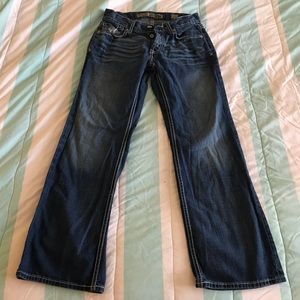 Men’s button fly BKE jeans.